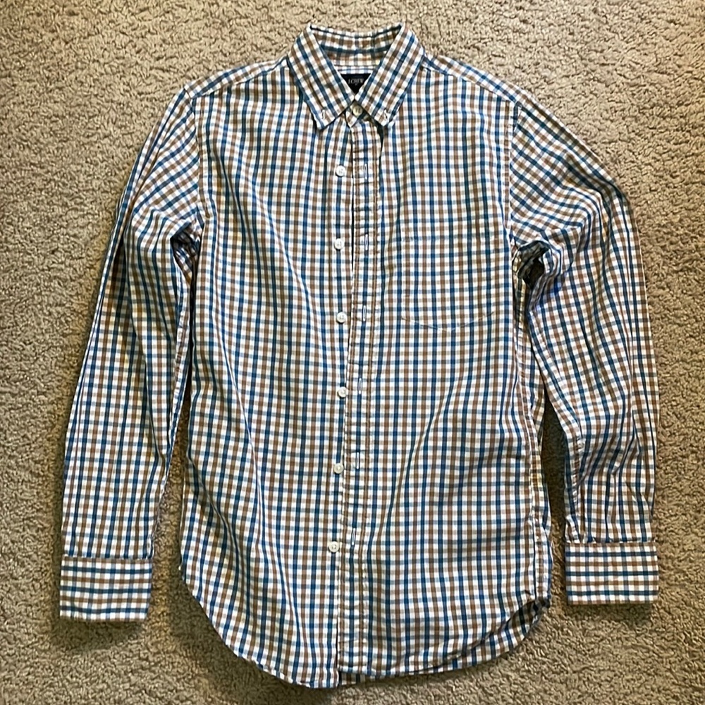Blue and Brown Checkered Button Down Shirt